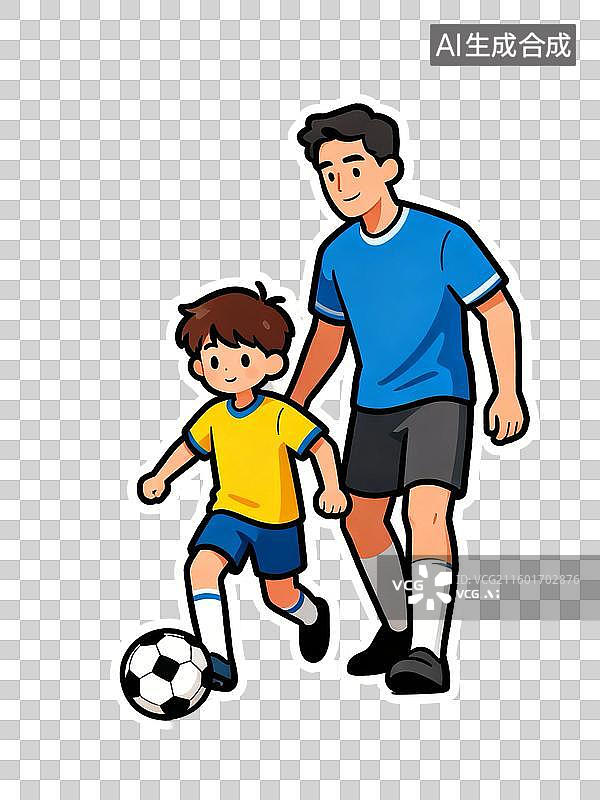 【AI数字艺术】父子户外踢足球互动图片素材