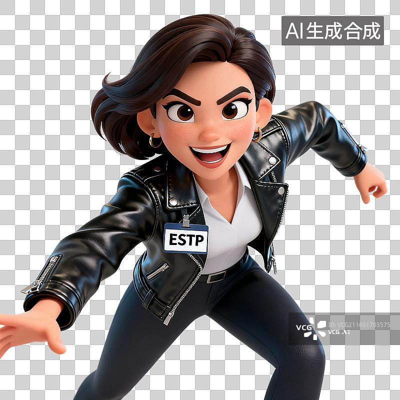 【AI数字艺术】穿着皮夹克的自信女性图片素材