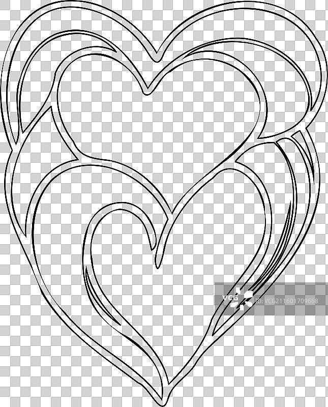 爱心情人节轮廓草图图片素材