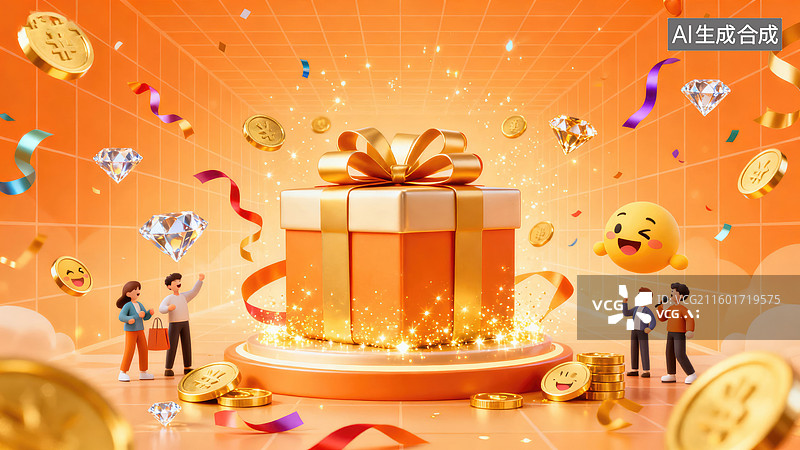 【AI数字艺术】充满喜庆氛围的礼物盒图片素材