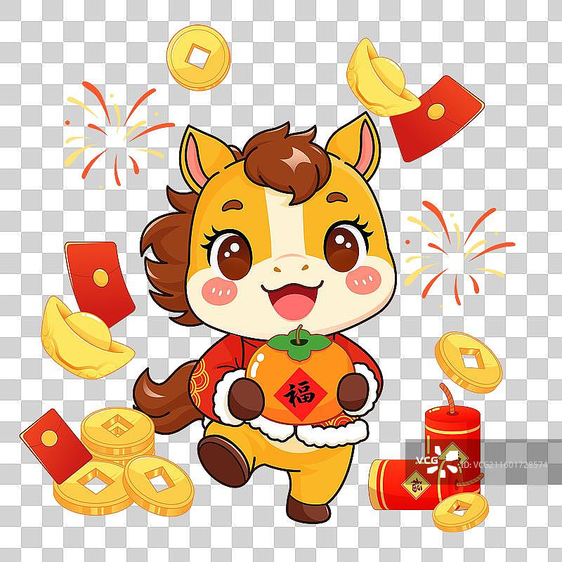 国风2026马年卡通人物插画图片素材