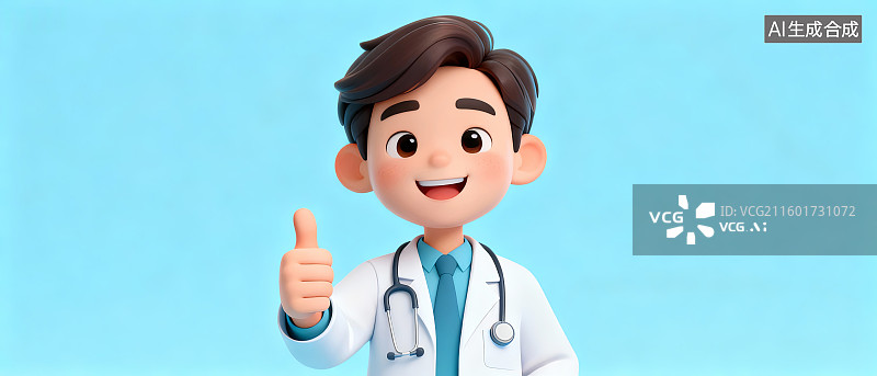 【AI数字艺术】医生竖起大拇指图片素材