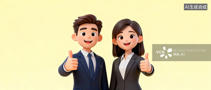 【AI数字艺术】商务人士竖起大拇指图片素材