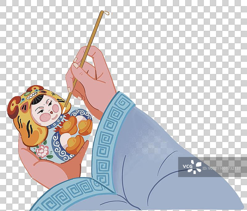 彩色插画写实风格无锡惠山泥人上色历史传统工艺美术品彩绘中国文化图片素材