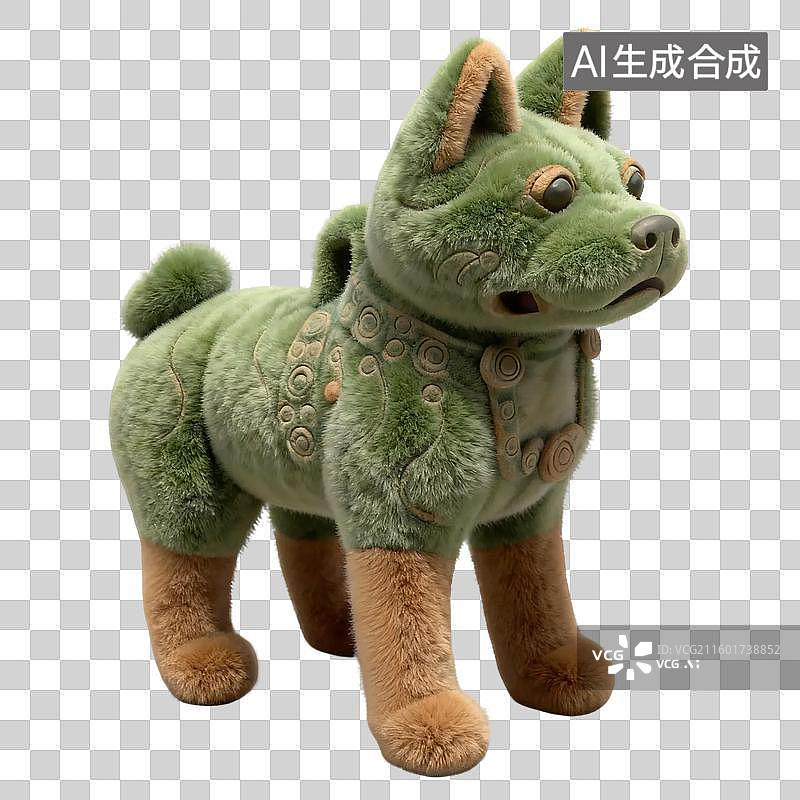 【AI数字艺术】河南省文物汉代绿釉陶狗卡通3D风格免抠元素图片素材