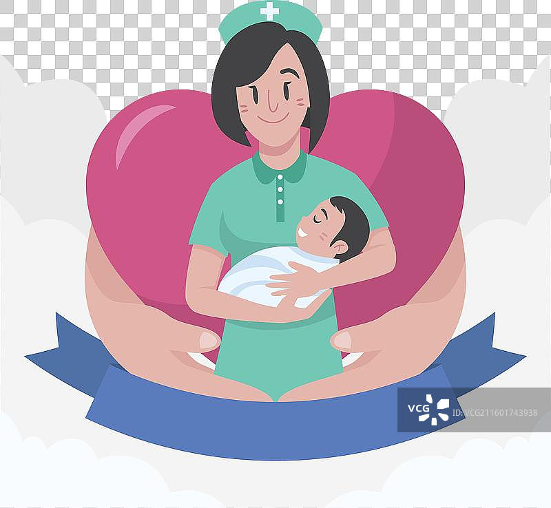 有机扁平化助产士节图片素材