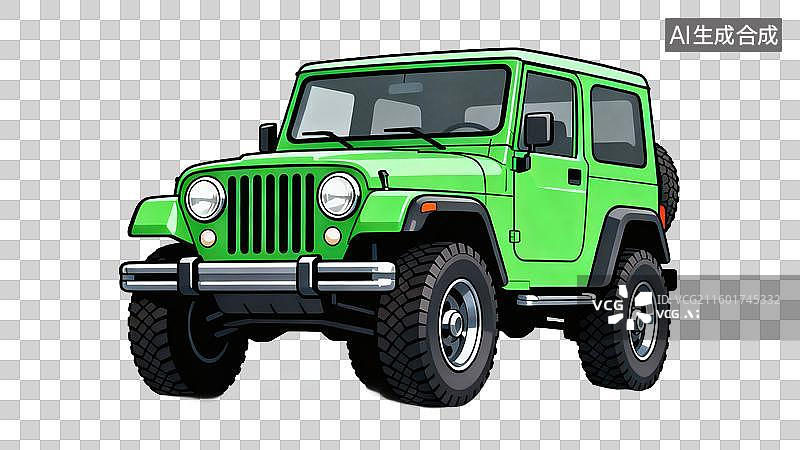 【AI数字艺术】鲜艳绿色越野汽车图片素材
