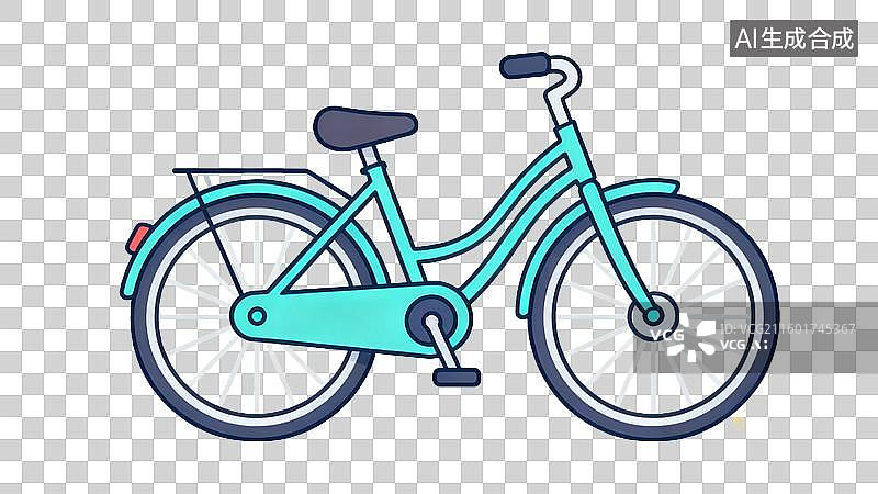 【AI数字艺术】一辆色彩鲜艳的城市自行车插图图片素材