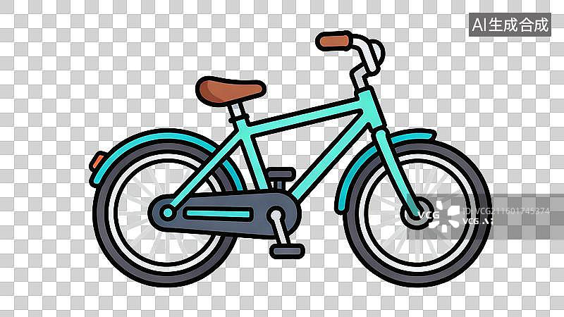 【AI数字艺术】一辆色彩鲜艳的经典自行车插画图片素材