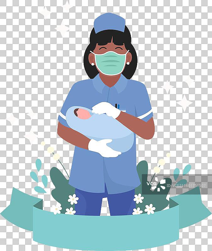 扁平化助产士节图片素材