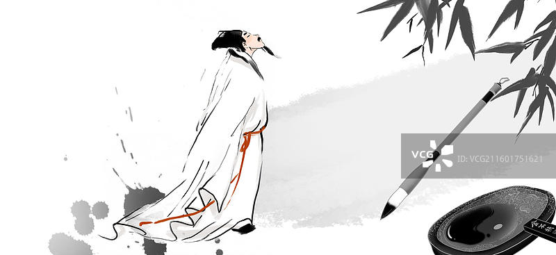 书法家 王羲之 兰亭雅集 笔墨纸砚图片素材