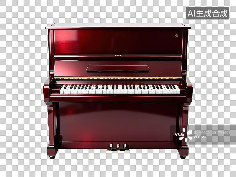 【AI数字艺术】一架酒红色钢琴图片素材