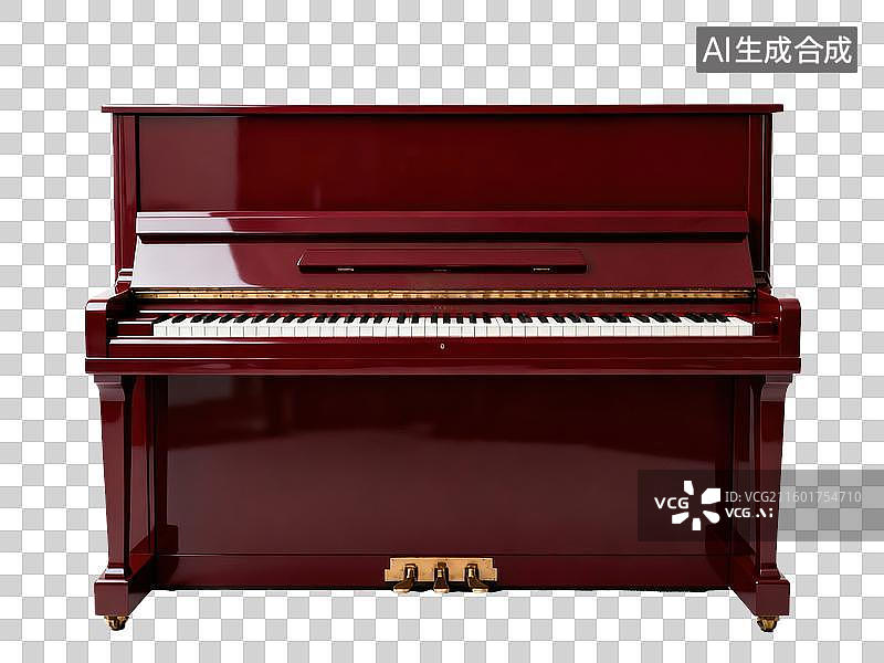【AI数字艺术】一架酒红色钢琴图片素材
