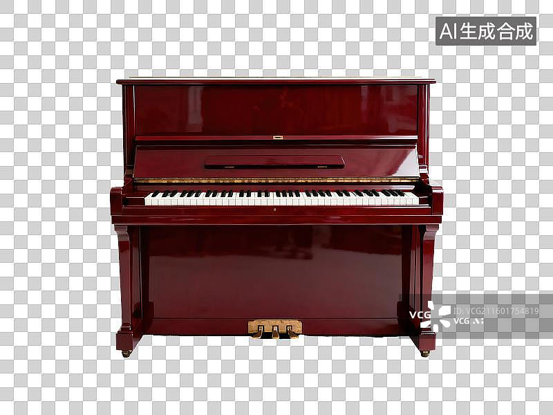 【AI数字艺术】一架酒红色钢琴图片素材