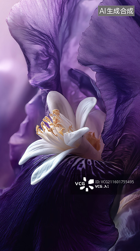 【AI数字艺术】紫色鸢尾花特写图片素材