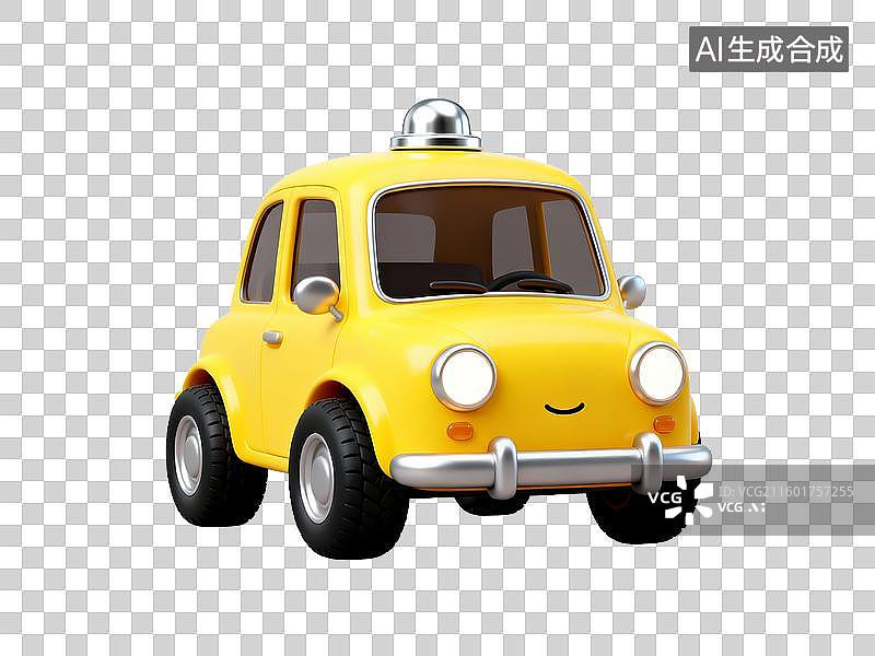 【AI数字艺术】黄色卡通小汽车 旅游出行 3D 免抠素材图片素材