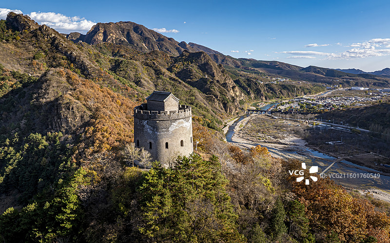 天津市蓟州区黄崖关长城景区航拍图片素材