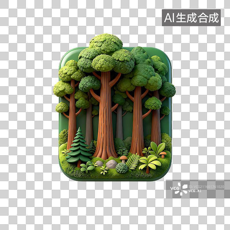【AI数字艺术】生动立体的绿色森林景观图图片素材