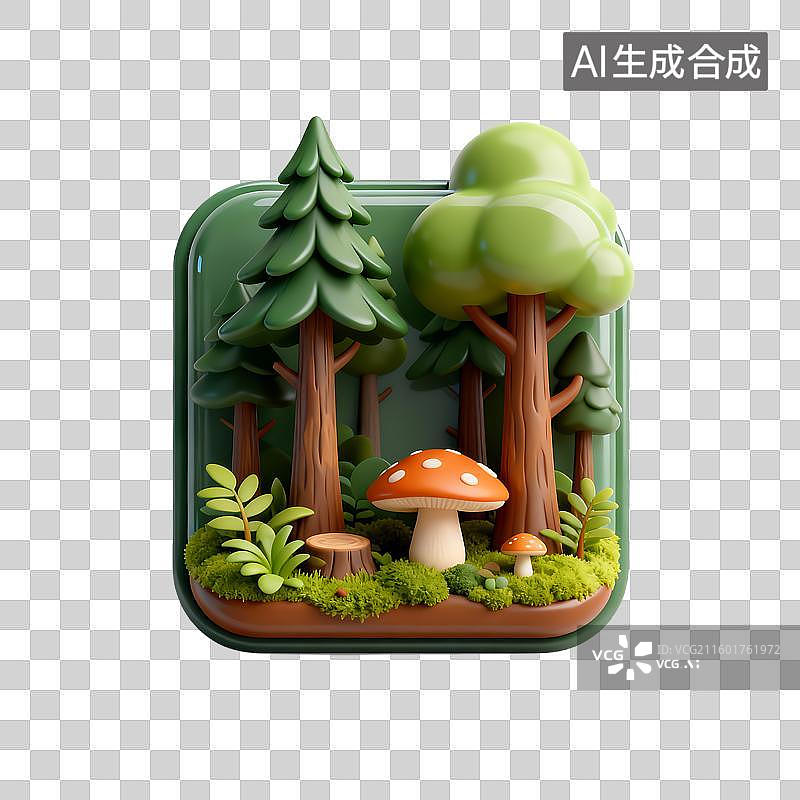 【AI数字艺术】可爱3D森林场景插画图片素材