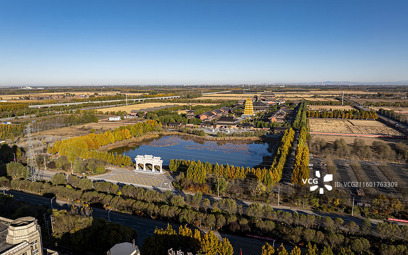 天津市宝坻区大觉禅寺航拍图片素材