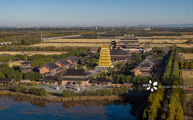 天津市宝坻区大觉禅寺航拍图片素材