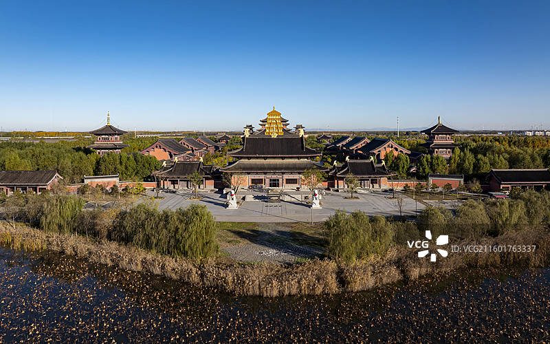 天津市宝坻区大觉禅寺航拍图片素材