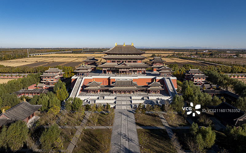 天津市宝坻区大觉禅寺航拍图片素材