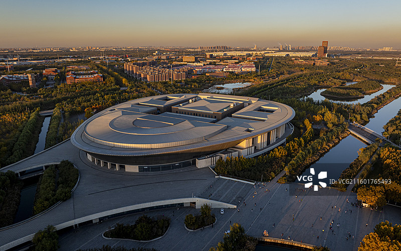 天津市津南区海教园体育馆航拍图片素材