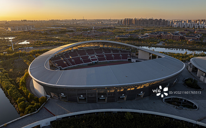 天津市津南区海教园体育馆航拍图片素材