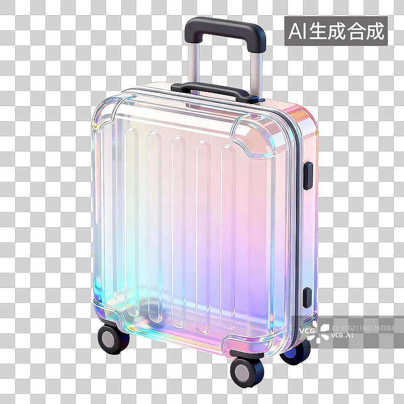 【AI数字艺术】3D轻拟物风未来科技行李箱元素图片素材