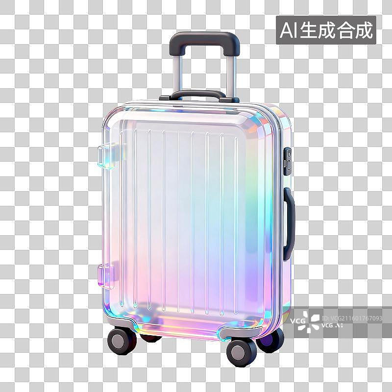 【AI数字艺术】3D轻拟物风未来科技行李箱元素图片素材
