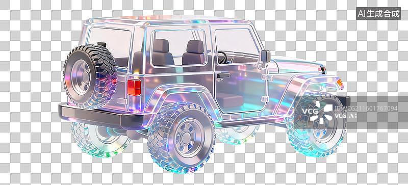 【AI数字艺术】3D轻拟物风未来科技越野车元素图片素材