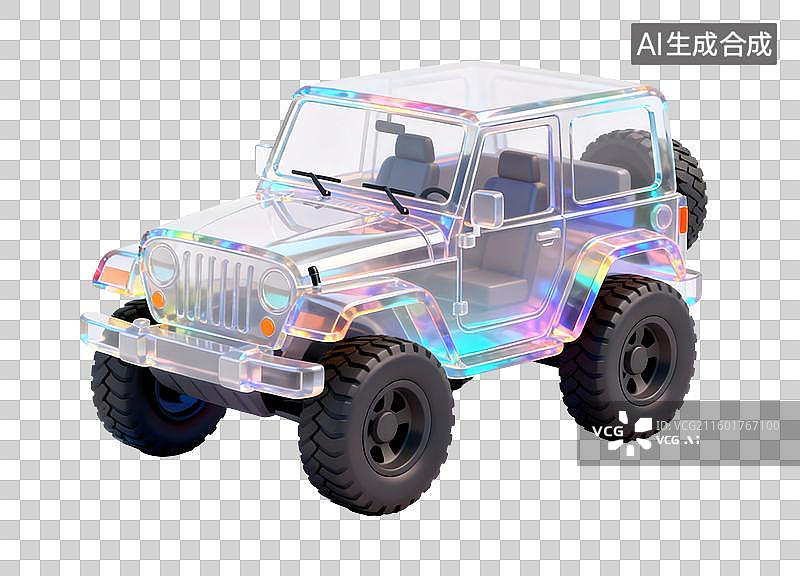 【AI数字艺术】3D轻拟物风未来科技越野车元素图片素材