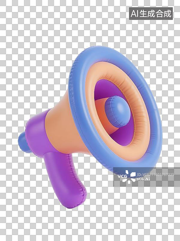 【AI数字艺术】AIGC:3D扩音器广播喇叭，公告通知，充气膨胀风格，电子商务设计元素图片素材