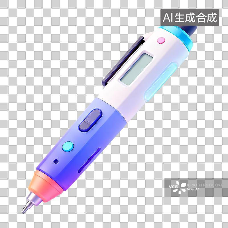 【AI数字艺术】3D轻拟物风未来科技激光打印笔元素图片素材