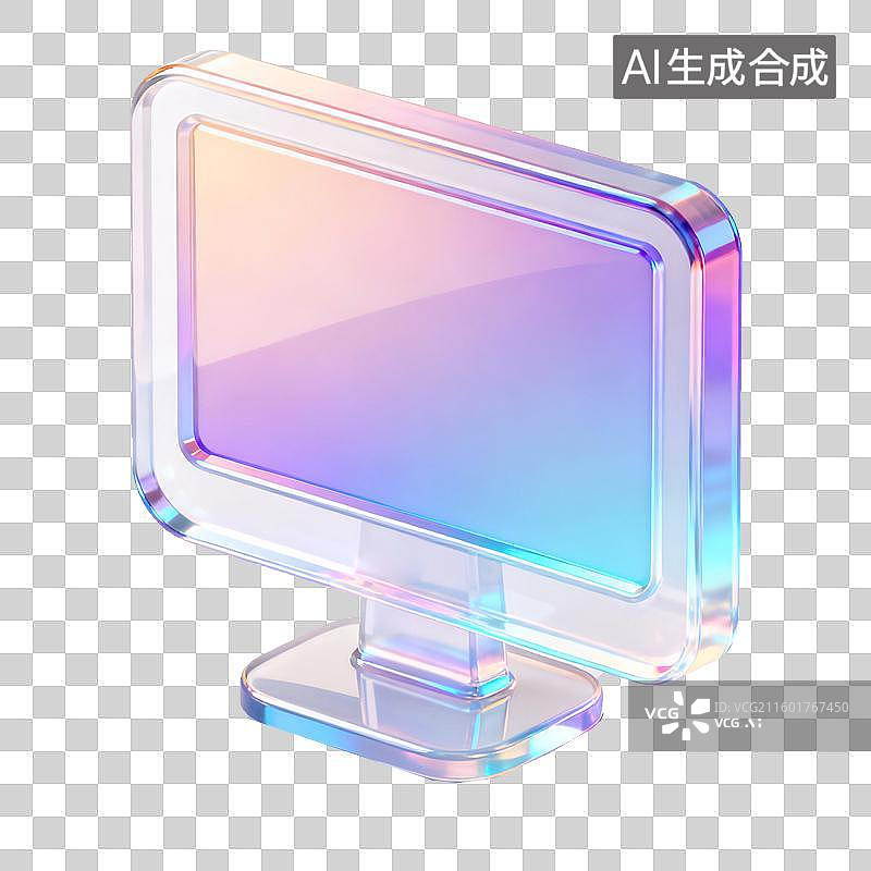 【AI数字艺术】3D轻拟物风未来科技显示器元素图片素材