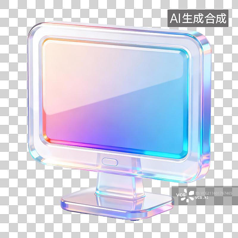 【AI数字艺术】3D轻拟物风未来科技显示器元素图片素材