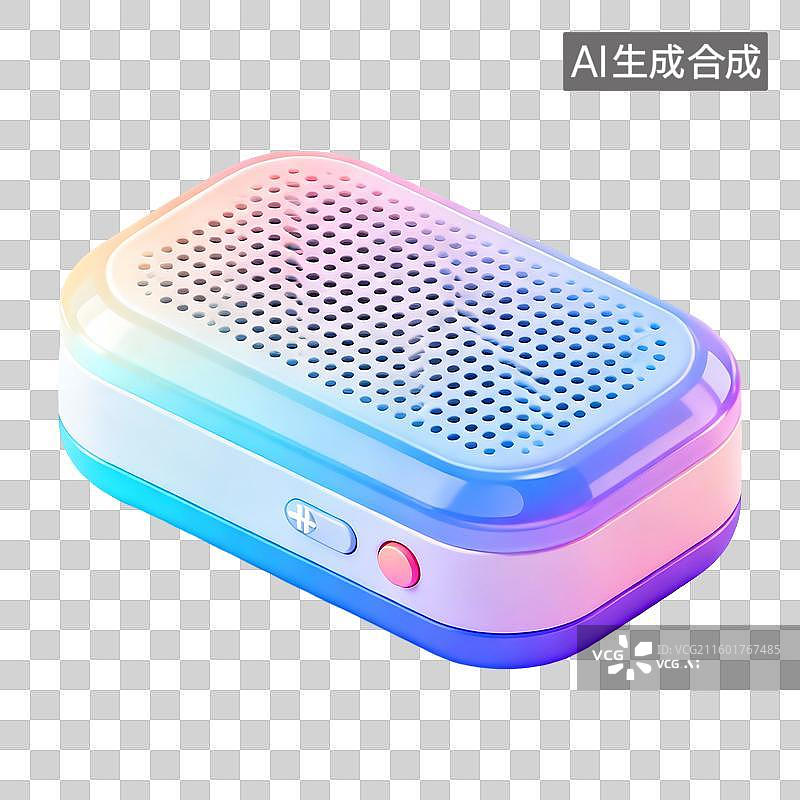 【AI数字艺术】3D轻拟物风未来科技蓝牙音响元素图片素材