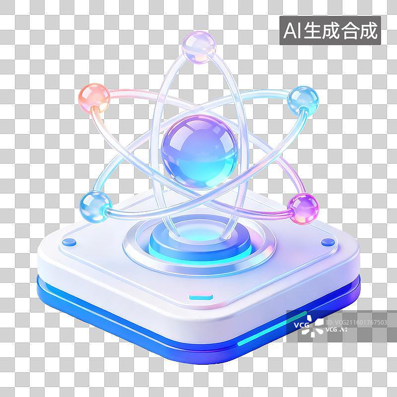 【AI数字艺术】3D轻拟物风未来科技量子计算机元素图片素材
