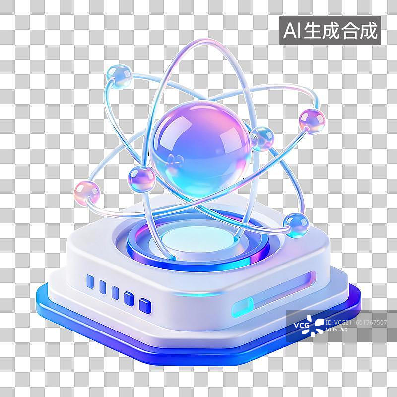 【AI数字艺术】3D轻拟物风未来科技量子计算机元素图片素材