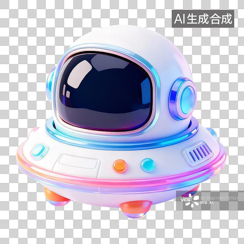 【AI数字艺术】3D轻拟物风未来科技宇宙飞船元素图片素材
