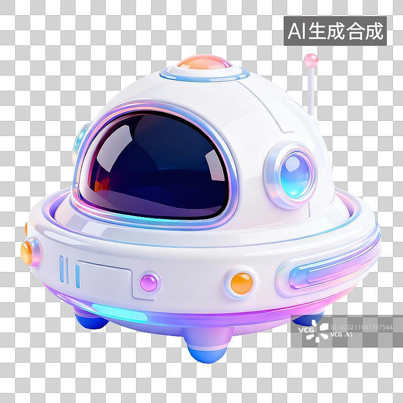 【AI数字艺术】3D轻拟物风未来科技宇宙飞船元素图片素材