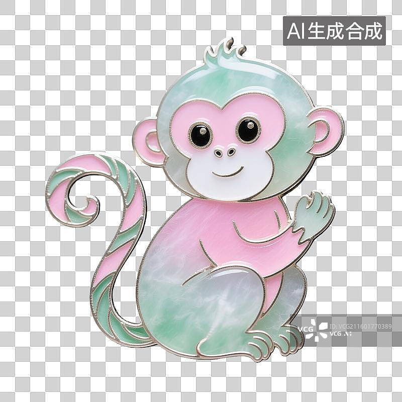 【AI数字艺术】2D新中式掐丝珐琅烫金十二生肖之生肖猴图片素材