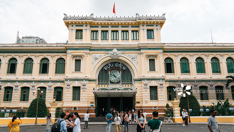 越南胡志明市-中央邮局图片素材