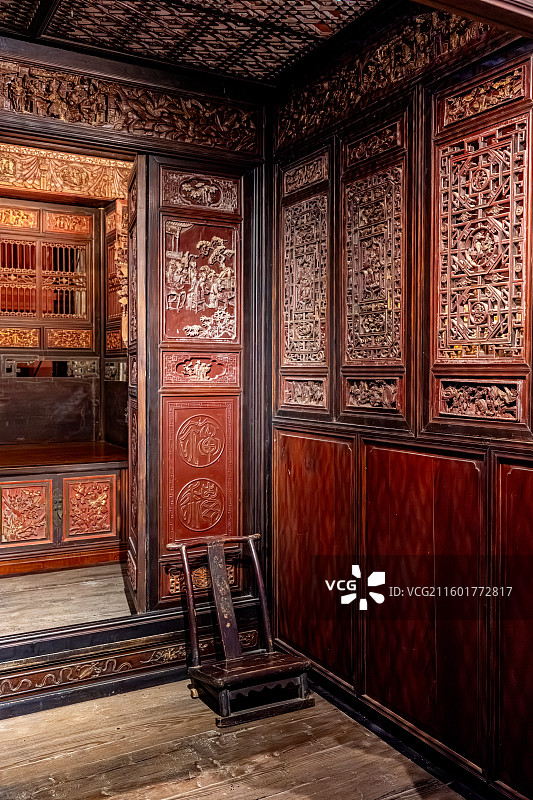 泰宁明清园 金丝楠拔步床 清朝中叶大户人家卧室床前的小木屋 福建三明文化旅游图片素材