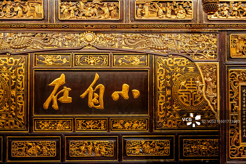 泰宁明清园 金丝楠木 小自在架子床 清代1855年家具文物 聚贤堂 福建三明文化旅游图片素材