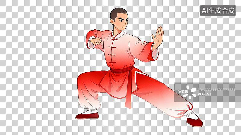 【AI数字艺术】男子演练传统中国武术图片素材