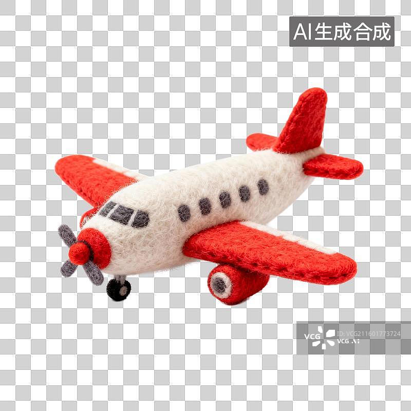 【AI数字艺术】红色和白色毛毡玩具飞机图片素材