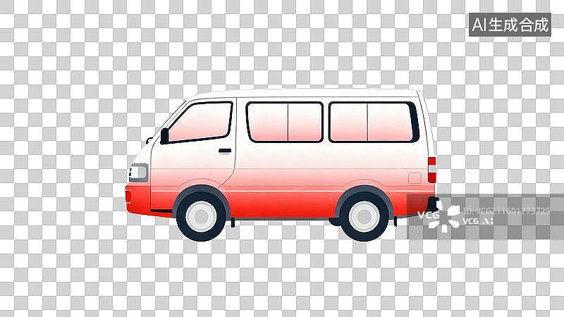 【AI数字艺术】白色红色相间的运输面包车图片素材
