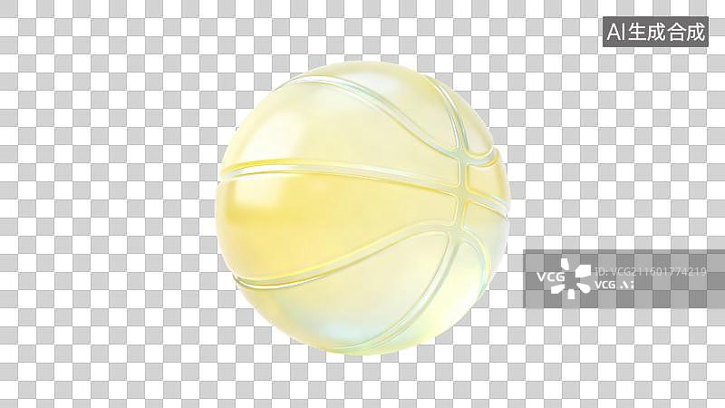 【AI数字艺术】透明闪亮浅黄色球形篮球图片素材